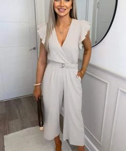 AX Paris Stone Wrap Front Belted Jumpsuit