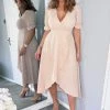 AX Paris Dresses Nude Wrap Side Tie Midi Dress