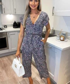 AX Paris Navy White And Pink Printed Wrap Jumpsuit 10 AX Paris Navy White And Pink Printed Wrap Jumpsuit