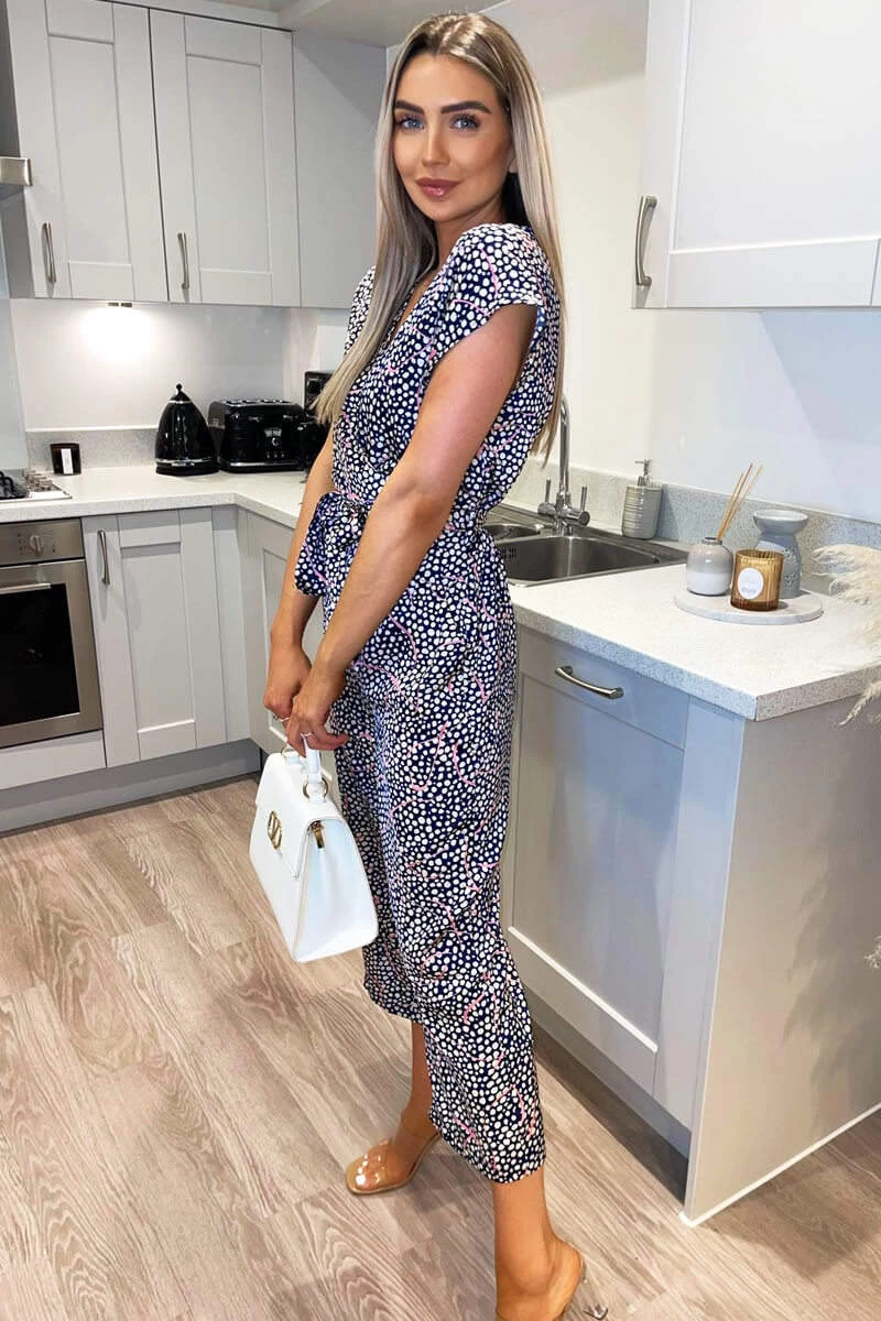 AX Paris Navy White And Pink Printed Wrap Jumpsuit 5 AX Paris Navy White And Pink Printed Wrap Jumpsuit