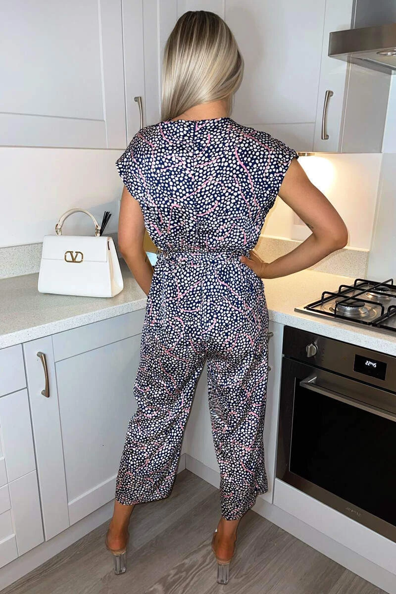 AX Paris Navy White And Pink Printed Wrap Jumpsuit 6 AX Paris Navy White And Pink Printed Wrap Jumpsuit