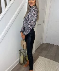 AX Paris Navy White And Pink Printed Wrap Bodysuit 7 AX Paris Navy White And Pink Printed Wrap Bodysuit