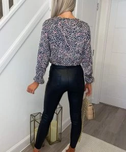 AX Paris Navy White And Pink Printed Wrap Bodysuit 8 AX Paris Navy White And Pink Printed Wrap Bodysuit