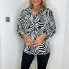 AX Paris Black And White Zebra Print Shirt Tops
