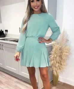 AX Paris Duck Egg Long Sleeve Frill Skirt Dress Party Dresses