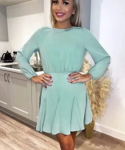 AX Paris Duck Egg Long Sleeve Frill Skirt Dress Party Dresses