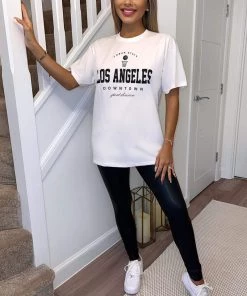 AX Paris White Los Angeles Slogan Oversized T-Shirt