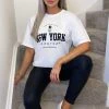 AX Paris White New York Slogan Oversized T-Shirt