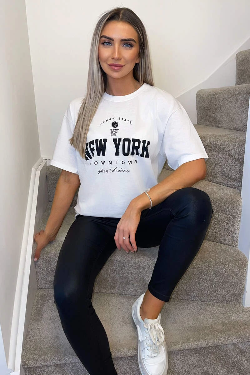 AX Paris White New York Slogan Oversized T-Shirt 1 AX Paris White New York Slogan Oversized T-Shirt