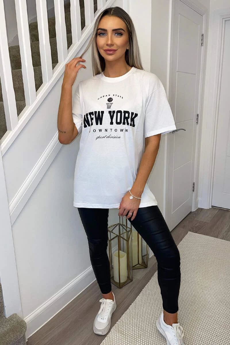 AX Paris White New York Slogan Oversized T-Shirt 2 AX Paris White New York Slogan Oversized T-Shirt