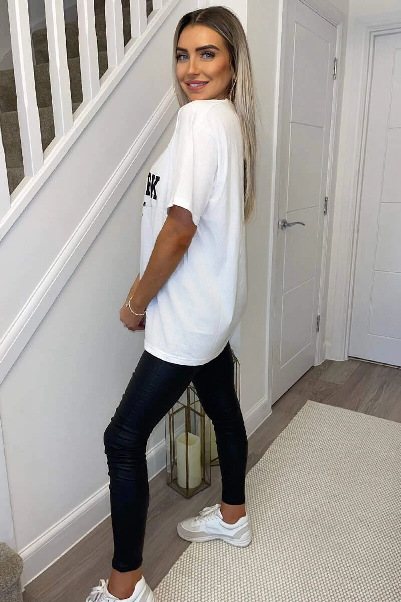 AX Paris White New York Slogan Oversized T-Shirt 3 AX Paris White New York Slogan Oversized T-Shirt