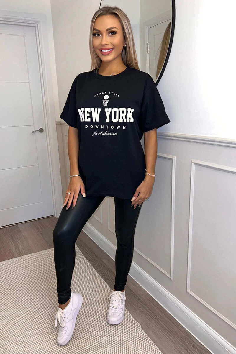 AX Paris Black New York Slogan Oversized T-Shirt 2 AX Paris Black New York Slogan Oversized T-Shirt