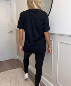 AX Paris Black New York Slogan Oversized T-Shirt 8 AX Paris Black New York Slogan Oversized T-Shirt