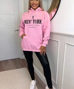 AX Paris Pink New York Slogan Hoodie
