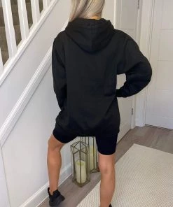 AX Paris Black New York Slogan Hoodie Tops