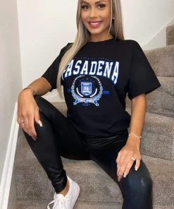 AX Paris Black Pasadena Slogan Oversized T-Shirt Tops