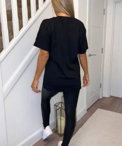 AX Paris Black Pasadena Slogan Oversized T-Shirt Tops