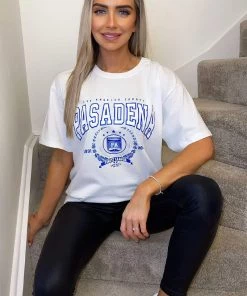 AX Paris White Pasadena Slogan Oversized T-Shirt Tops