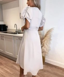 AX Paris Dresses Stone Wrap Over Tie Midi Dress 8 AX Paris Dresses Stone Wrap Over Tie Midi Dress