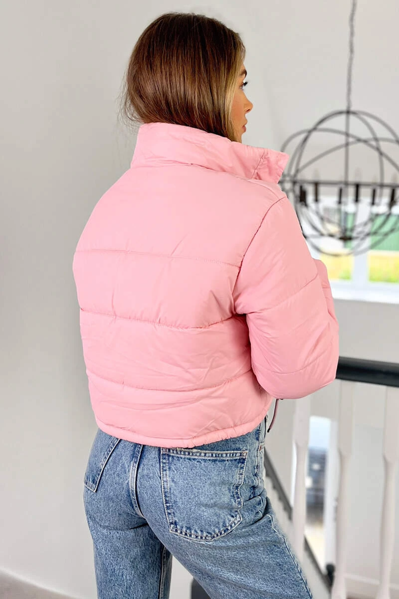 AX Paris Baby Pink Cropped Puffer Jacket 5 AX Paris Baby Pink Cropped Puffer Jacket