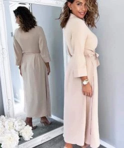 AX Paris Nude Button Up Midi Shirt Dress Dresses 8 AX Paris Nude Button Up Midi Shirt Dress Dresses