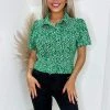 AX Paris Green And White Printed Short Sleeve Shirt