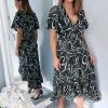 AX Paris Black And Green Marble Print Dip Hem Midi Dress Dresses