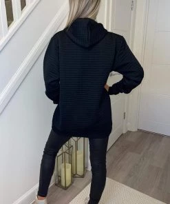 AX Paris Black Quilted Hoodie Loungewear