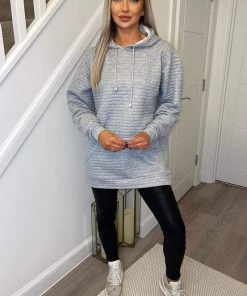 AX Paris Grey Quilted Hoodie