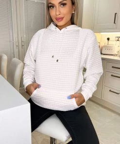 AX Paris Loungewear Cream Quilted Hoodie