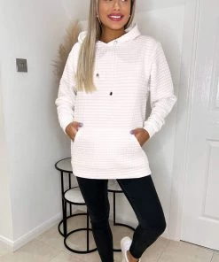 AX Paris Loungewear Cream Quilted Hoodie