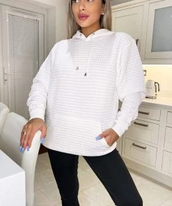 AX Paris Loungewear Cream Quilted Hoodie