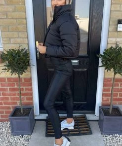 AX Paris Black Cropped Puffer Jacket