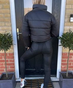 AX Paris Black Cropped Puffer Jacket