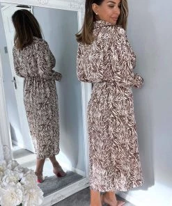 AX Paris Dresses Brown Animal Print Wrap Over Midi Dress