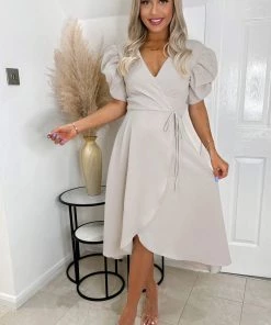 AX Paris Dresses Stone Wrap Over Tie Midi Dress