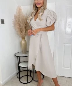 AX Paris Dresses Stone Wrap Over Tie Midi Dress