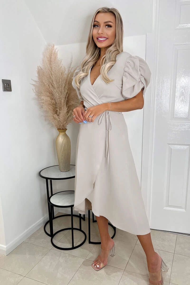 AX Paris Dresses Stone Wrap Over Tie Midi Dress 2 AX Paris Dresses Stone Wrap Over Tie Midi Dress