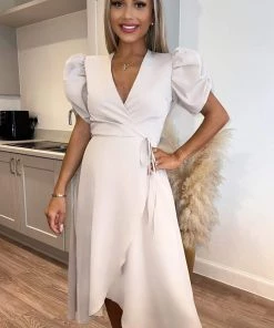 AX Paris Dresses Stone Wrap Over Tie Midi Dress 7 AX Paris Dresses Stone Wrap Over Tie Midi Dress