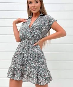 AX Paris Black Floral Printed Short Sleeve Mini Dress Dresses