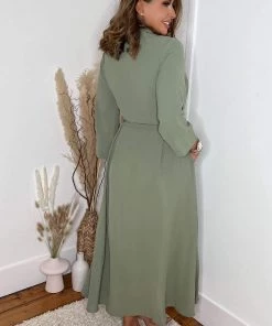 AX Paris Dresses Khaki Button Up Midi Shirt Dress 10 AX Paris Dresses Khaki Button Up Midi Shirt Dress