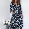 AX Paris Dresses Navy And White Floral Printed Midi Shirt Dress