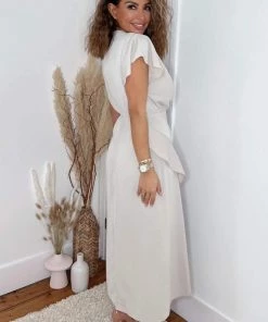 AX Paris Stone Frill Detail Double Split Skirt Midi Dress Dresses 8 AX Paris Stone Frill Detail Double Split Skirt Midi Dress Dresses