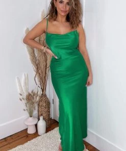 AX Paris Jade Green Satin Cowl Neck Midi Dress Dresses