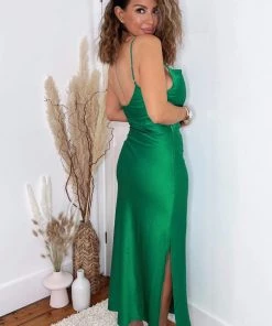 AX Paris Jade Green Satin Cowl Neck Midi Dress Dresses