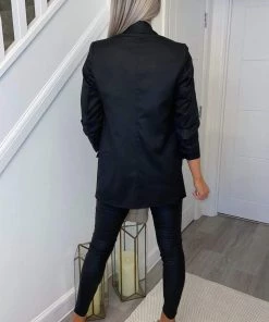 AX Paris Coats & Jackets Black Ruched Sleeve Blazer
