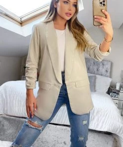 AX Paris Stone Ruched Sleeve Blazer Coats & Jackets