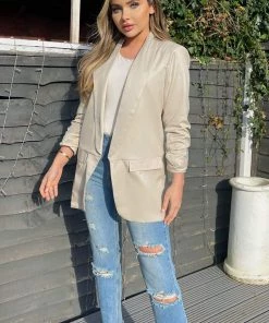 AX Paris Stone Ruched Sleeve Blazer Coats & Jackets