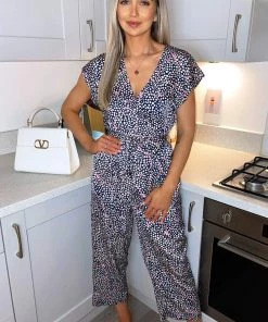 AX Paris Navy White And Pink Printed Wrap Jumpsuit 9 AX Paris Navy White And Pink Printed Wrap Jumpsuit