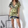 AX Paris Dresses Khaki Scarf Print Short Sleeve Day Dress
